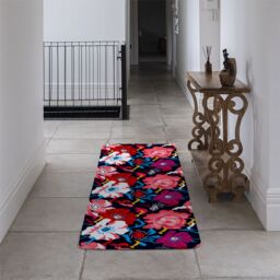 Benjamin Tate Design Bright Flowers On Dark Background Runner Rug in Natural - Size: 67 cm x 230 cm - thumbnail 3