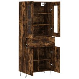 Berkfield Home Highboard Smoked Oak 69.5x34x180 cm Engineered Wood in Brown - thumbnail 4