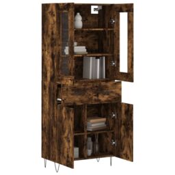 Berkfield Home Highboard Smoked Oak 69.5x34x180 cm Engineered Wood in Brown - thumbnail 3