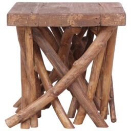 Berkfield Home Log Coffee Table 40x40x40 cm Solid Wood in Brown - Size: 40 x 40 x 40 cm - thumbnail 2