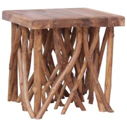 Berkfield Home Log Coffee Table 40x40x40 cm Solid Wood in Brown - Size: 40 x 40 x 40 cm - thumbnail 5