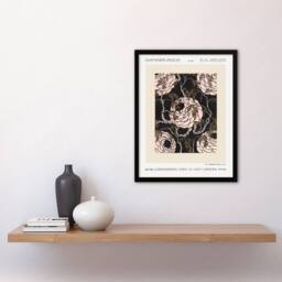 Artery8 Eugene Seguy Framed Wall Art Print Vintage Art Deco Flower Pattern in Beige - Size: A4 - thumbnail 2