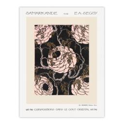Artery8 Eugene Seguy Framed Wall Art Print Vintage Art Deco Flower Pattern in Beige - Size: A4 - thumbnail 3