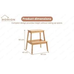 FLAVORA 2-Step Stool Bamboo Sturdy Wooden Kitchen in Brown - thumbnail 2