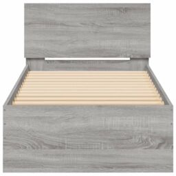Berkfield Home Bed Frame with Headboard Grey Sonoma 90x190 cm Single Engineered wood - thumbnail 5