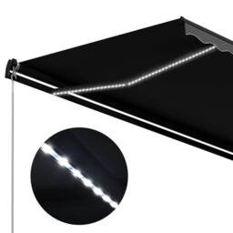Berkfield Home Manual Retractable Awning with LED 450x300 cm Anthracite in Black - thumbnail 6