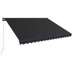 Berkfield Home Manual Retractable Awning with LED 450x300 cm Anthracite in Black - thumbnail 3