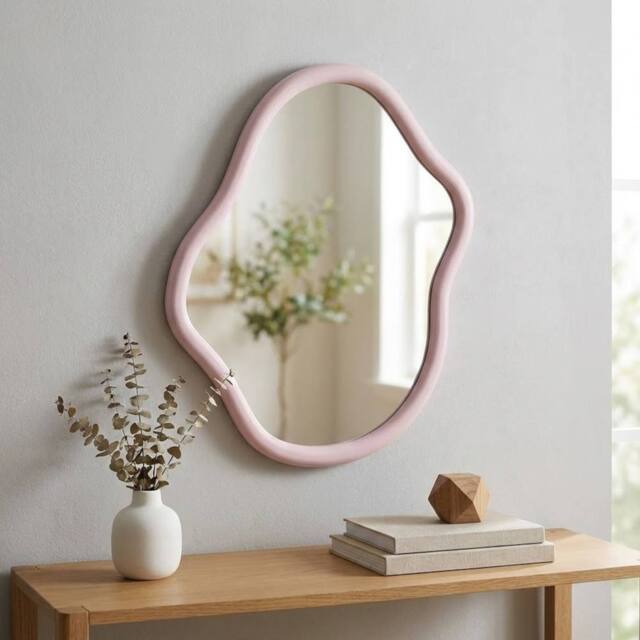 Garden Greatness Blush Pink Wave Style Mirror - image 1