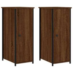 Berkfield Home Durable Bedside Cabinets 2 pcs Brown Oak 32x42x80 cm Engineered Wood - Size: 32 x 42 x 80 cm - thumbnail 3