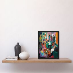 Artery8 After Dinner Cocktails Colourful Modern Abstract Painting Artwork Framed Wall Art Print A4 in Black - thumbnail 4
