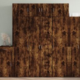 Berkfield Home Highboard Smoked Oak 70x42.5x185 cm Engineered Wood in Brown - thumbnail 1
