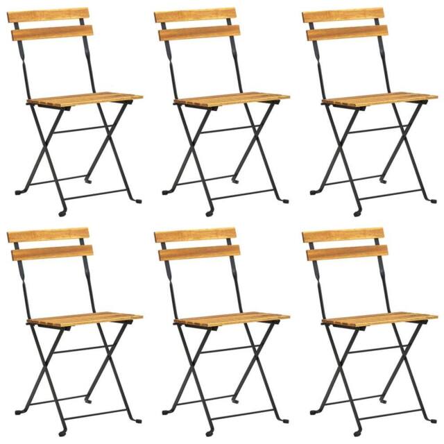 Berkfield Home Folding Garden Chairs 6 pcs Steel & Solid Wood Acacia in Brown - image 1