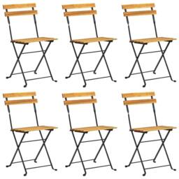 Berkfield Home Folding Garden Chairs 6 pcs Steel & Solid Wood Acacia in Brown - thumbnail 1