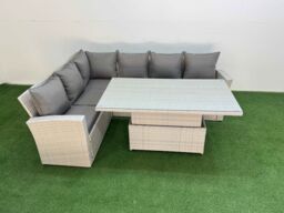 Fimous Rattan Outdoor Garden Furniture Corner Sofa Light Grey - thumbnail 2