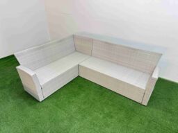 Fimous Rattan Outdoor Garden Furniture Corner Sofa Light Grey - thumbnail 6