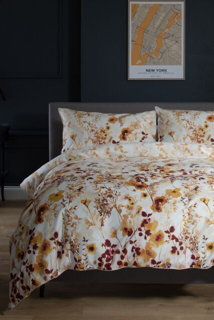 The Lyndon Company Watercolour Floral 180 Thread Count Soft Cotton Digital Printed Duvet Cover Set - Deyongs 1846 in Terracotta - Size: Double - image 1
