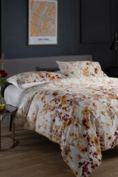 The Lyndon Company Watercolour Floral 180 Thread Count Soft Cotton Digital Printed Duvet Cover Set - Deyongs 1846 in Terracotta - Size: Double - thumbnail 2