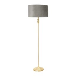 ValueLights Maggie Gold Candlestick Floor Lamp with Velvet Lamp Shade & LED Bulb in Grey - thumbnail 2