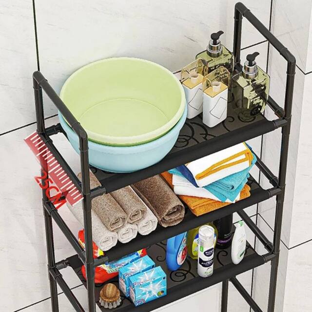 VOGREX 3-Tier Over-Toilet Bathroom Storage Shelf Organizer in Black - image 1