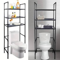 VOGREX 3-Tier Over-Toilet Bathroom Storage Shelf Organizer in Black - thumbnail 4