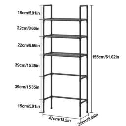 VOGREX 3-Tier Over-Toilet Bathroom Storage Shelf Organizer in Black - thumbnail 2
