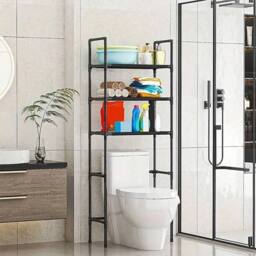 VOGREX 3-Tier Over-Toilet Bathroom Storage Shelf Organizer in Black - thumbnail 5