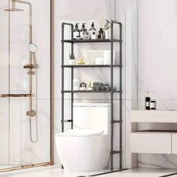 VOGREX 3-Tier Over-Toilet Bathroom Storage Shelf Organizer in Black - thumbnail 6