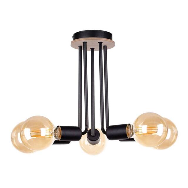 Netlighting Venna Multi Arm Semi Flush Ceiling Light Wood Black 30cm 5x E27