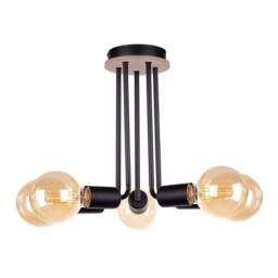 Netlighting Venna Multi Arm Semi Flush Ceiling Light Wood Black 30cm 5x E27