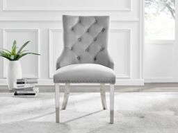 FurnitureboxUK Imperia 6 Grey Dining Table & 6 Velvet Belgravia Chairs - thumbnail 4