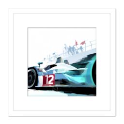 Artery8 Grand Prix F1 Motorsport Racing Car Modern Acrylic Painting Square Wooden Framed Wall Art Print Picture 8X8 Inch in White - thumbnail 1