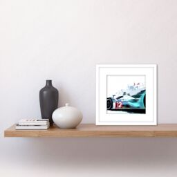 Artery8 Grand Prix F1 Motorsport Racing Car Modern Acrylic Painting Square Wooden Framed Wall Art Print Picture 8X8 Inch in White - thumbnail 2