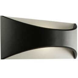 Loops IP65 Outdoor Modern Curved Wall Light Black Texture Aluminium 12W Warm White LED