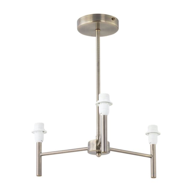 First Choice Lighting Brea - Antique Brass 3 Arm Semi Flush Fitting Only in Gold - image 1