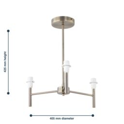 First Choice Lighting Brea - Antique Brass 3 Arm Semi Flush Fitting Only in Gold - thumbnail 3