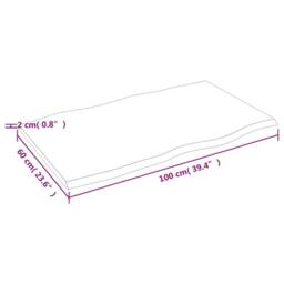 Berkfield Home Table Top Dark Grey 100x60x2 cm Treated Solid Wood Oak Live Edge in Dark Brown - Size: 100 x 60 x 2 cm - thumbnail 7