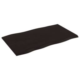 Berkfield Home Table Top Dark Grey 100x60x2 cm Treated Solid Wood Oak Live Edge in Dark Brown - Size: 100 x 60 x 2 cm - thumbnail 4