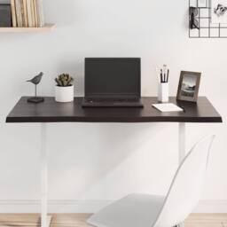 Berkfield Home Table Top Dark Grey 100x60x2 cm Treated Solid Wood Oak Live Edge in Dark Brown - Size: 100 x 60 x 2 cm - thumbnail 2