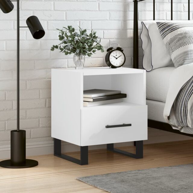 Berkfield Home Bedside Cabinet White 40x35x47.5 cm Engineered Wood - image 1
