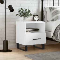 Berkfield Home Bedside Cabinet White 40x35x47.5 cm Engineered Wood - thumbnail 1