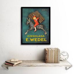 "Artery8 Advert Food Chocolate Sweet Candy Poland Zebra Rider Framed Art Print in Blue - Size: W12"" x H16""" - thumbnail 2