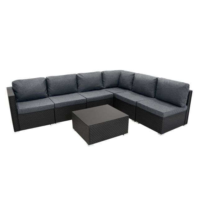 Monstershop Rattan Modular 7 Piece Furniture Set - Black - image 1