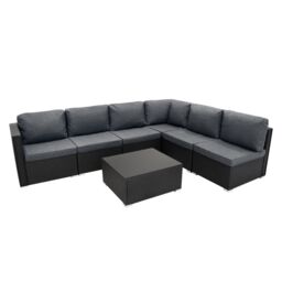 Monstershop Rattan Modular 7 Piece Furniture Set - Black