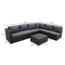 Monstershop Rattan Modular 7 Piece Furniture Set - Black - thumbnail 6