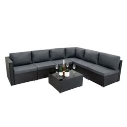 Monstershop Rattan Modular 7 Piece Furniture Set - Black - thumbnail 4