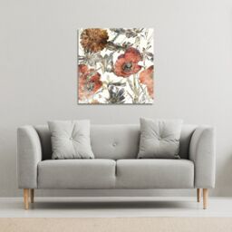 Benjamin Tate Design Watercolour Flower Print (Canvas Print) / 61 x 61 x 4cm in Natural - Size: 61 x 61 x 4 cm - thumbnail 1