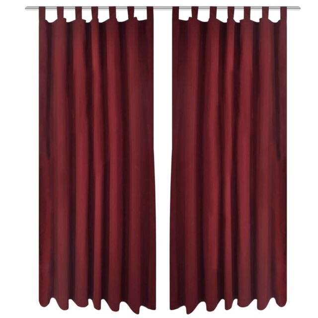 Berkfield Home 2 pcs Bordeaux Micro-Satin Curtains with Loops 140 x 175 cm in Red - image 1