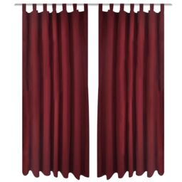 Berkfield Home 2 pcs Bordeaux Micro-Satin Curtains with Loops 140 x 175 cm in Red - thumbnail 1