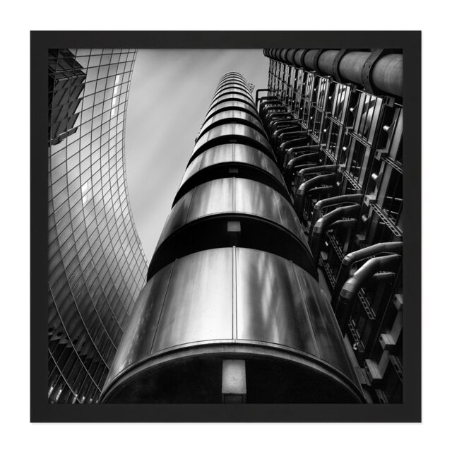 "Artery8 Wall Art Print Warby Lloyds London Long Exposure City Photo Square Framed Picture 16X16 Inch in Black - Size: W16"" x H16""" - image 1