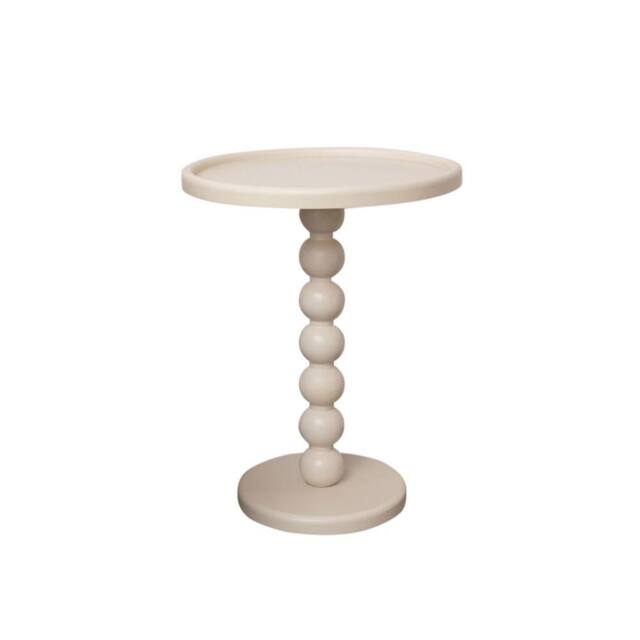 Melody Maison Taupe Painted Round Wooden Bobble Side Table - 45cm X 56.5cm - Size: 45 cm X 56.5 cm - image 1